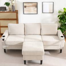 Grey L-Shaped Couch With USB