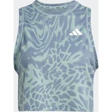 Green - Tennis Tank Tops adidas Train Essentials Allover Print Workout Tanktop Damen - Silver Green
