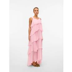Vero Moda Vmfelicia Tiestrap Ruffle Maxi Dress - Rosa