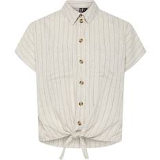 Pieces Dame Skjorter Pieces Pcpia Ss Tie Shirt - Birch Black