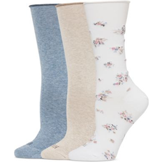 Hue Women's Roll Top Socks - White Floral