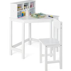Costway Kids Corner Desk and Chair Set with Hutch 67 x 67 x 96 cm