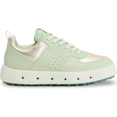 Green - Women Golf Shoes ecco Golf Street 720 Full Grain Leather Women's Fashion Trainers - Gold Metallic/Matcha