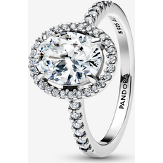 Pandora Oval Sparkling Halo Statement Ring - Silver