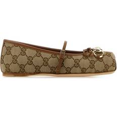 Gucci Sko Gucci Horsebit GG Canvas Ballet Flats - Neutrals