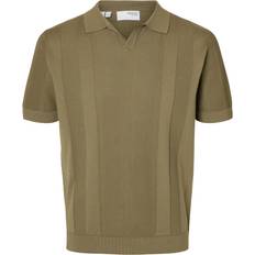Nylon Polotrøjer Selected Slhchanning SS Knit Structure Open Polo - Grøn