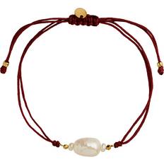 Stine A Baroque Pearl Berrie Armbånd - Bordeaux Ribbon