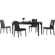 Tischgruppen AEA Esszimmer Set Esstisch 4x Stühle Tisch Polsterstühle Schwarz Edelstahl 5tlg Tischgruppe 5Stk.