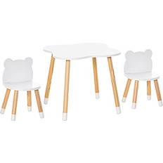 Set Med Bord Och Stolar För Barn Teddybjörn Tall MDF Vit