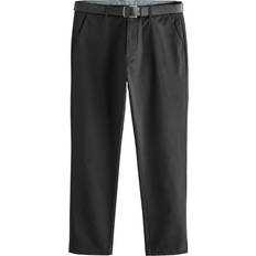NEXT Black Slim Fit Printed Belted Soft Touch Chinobukser - Sort