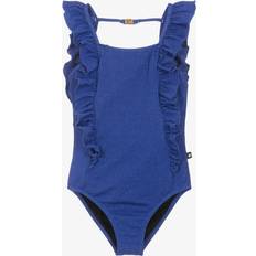 24-36M Bathing Suits Molo Girls Glittery Blue Ruffle Swimsuit - Blue