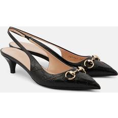 Gucci Pumps Gucci Horsebit GG 45 Leather Slingback Pumps - Black