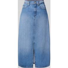 Tommy Hilfiger Dame Nederdele Tommy Hilfiger High Rise Denim Midi Skirt - Blue Denim