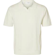Nylon Polotrøjer Selected Kortærmet Strikket Poloshirt - Hvid