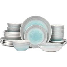 Ceramic Dinner Sets Waterside Spinwash Blue and Grey 24 Piece Diner Dinner Set