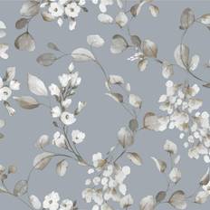 Wallpapers Rasch Floral Leaf Wallpaper 260659 Powder Blue