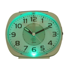 WIDDOP and Co Alarm Clock Silver Oval Face Metallic Finish White Dual Light 37 cm
