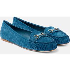 Green Ballerinas Gucci Horsebit GG Suede Ballet Flats - Green