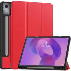 Lenovo Idea Tab Pro Fodral Tri-Fold Stativ Skal med Pennhållare Röd