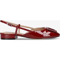 Steve Madden Block Heel Heels & Pumps Steve Madden Womens Wine Belari Buckle Embellished Patent Faux Leather Slingback Courts - Wine