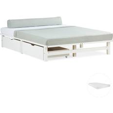 Betten & Matratzen Homestyle4u Doppelbett Mit Matratze 140x200 Bettkasten Bett Holz Weiß Lattenrost Rahmenbett