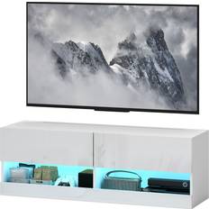 Homcom Möbler Homcom Vägghängd Med LED-Belysning 120 x 35 x 40,5 cm Vit TV-bänk