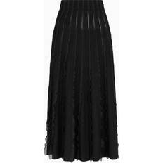 Emporio Armani Skirts Emporio Armani Ribbed Ruffle-Trim Maxi Skirt - Black