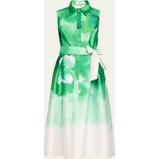 Green - Men Dresses Teri Jon Mikado Midi Shirtdress - Lime Multi