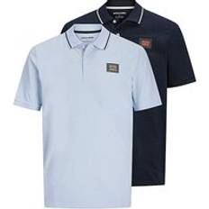 6XL Polo Shirts Jack & Jones Hudson Logo Polo 2 Pack Chambray Blue