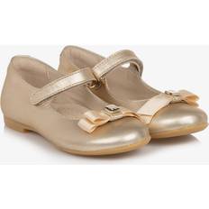 Yellow Ballerinas Children's Shoes Tommy Hilfiger Girls Gold Leather Ballerina Bar Shoes - Gold