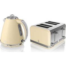 Swan Retro Twin Pack Cream 1.5L Jug Kettle 3kw 4 Slice Toaster