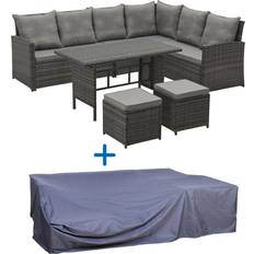Gartenmöbel Svita Monroe Garten Lounge Set Polyrattan Grau Lounge-Set