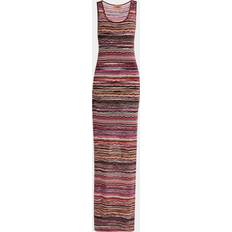 Missoni Metallic Wavy Chevron Scoop-Neck Sleeveless Maxi Dress - Multicolor Brown