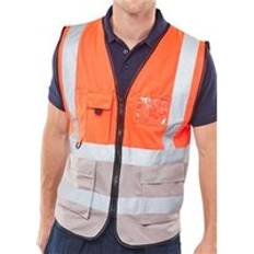Red Work Vests Beeswift Two Tone Executive Waistcoat - Red/Grey