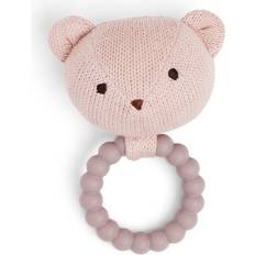 Ljus Skallror Smallstuff Rattle Bear Face On Silicone Ring Soft Rose