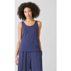 Silk Tank Tops Eileen Fisher Scoop Neck Slim Fit Silk Tank Top