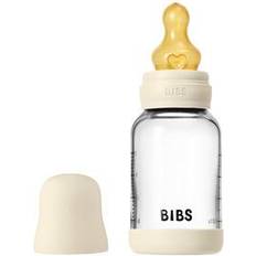 Natur Nappflaskor Bibs Glass Baby Bottle Round Latex 120 ml Slow Flow Ivory