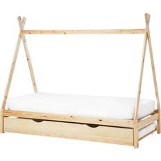 Beliani Kids Trundle Bed Pine Wood Single Size 3ft with Slatted Base Light Talmontiers
