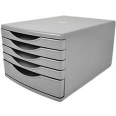 Deflecto A4 Desktop Drawer Organiser 1 x 60mm and 4 x 30mm Drawer Tower Unit Grey