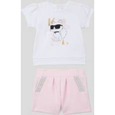 L Other Sets Children's Clothing Karl Lagerfeld Baby Ikon T-shirt And Shorts Set - White/Pink
