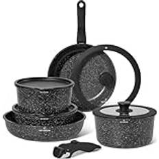 Just Perfecto Kastrullset Non-Stick Stekpanna Med Glaslock 9 St Set med lock