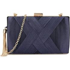 Satin Handväskor Aftershock London Satin Clutch Bag With Tassels - Navy