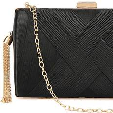 Satin Handväskor Aftershock London Black Satin Clutch Bag With Tassels - Black