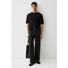 Men - Viscose T-shirts H&M Men Regular Fit Textured-Knit T-shirt - Black