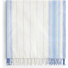 H&M Jacquardvävd Strandhandduk 150x150 Vit Blårandig Handduk (150x150cm)
