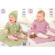 King Cole Aran Babies Knitting Pattern for Jacket Hat Hooded Top & Blanket 6329