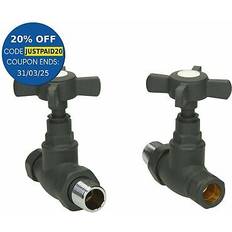 Duratherm Traditional Straight Heated Towel Rail Radiator Valves Standard Pair Anthracite