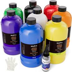 Nicpro 8 Colors Large Bulk Acrylic Pour Paint Set 33.8 oz 1000 ml
