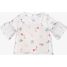 White Blouses & Tunics Monnalisa Girls White Organza Floral Blouse - White