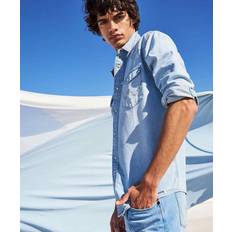 Wrangler Men Shirts Wrangler Long Sleeve Western Denim Shirt - Blue